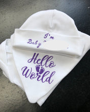 Load image into Gallery viewer, 'Welcome to the World' New Baby Announcement 3 piece outfit