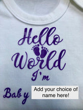 Load image into Gallery viewer, 'Welcome to the World' New Baby Announcement 3 piece outfit