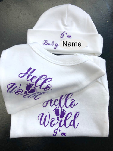 'Welcome to the World' New Baby Announcement 3 piece outfit